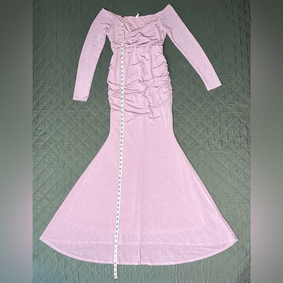 PINKBLUSH Metallic Pink Off-Shoulder Maternity Gown, Size Small, LIKE NEW - Picture 9 of 12
